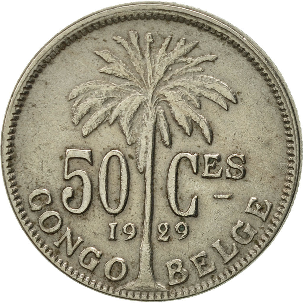 Belgisch-Kongo, 50 Centimes, 1929, SS, Copper-nickel, KM:22