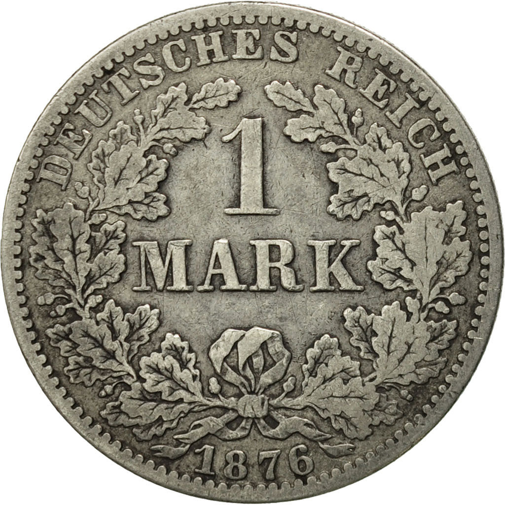 GERMANY - EMPIRE, Wilhelm I, Mark, 1876, Berlin, VF(30-35), Silver, KM:7