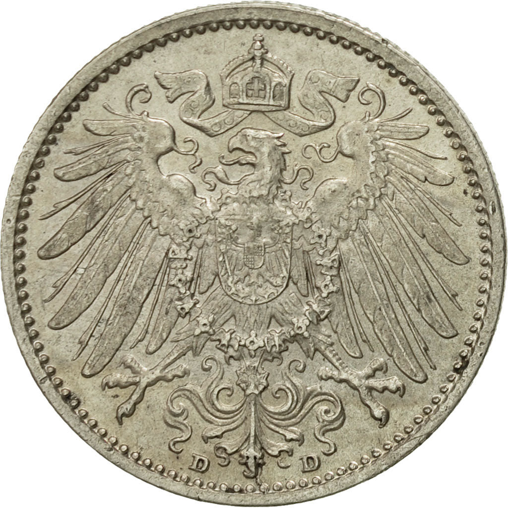 Coin, GERMANY - EMPIRE, Wilhelm II, Mark, 1915, Munich, AU(55-58), Silver, KM:14