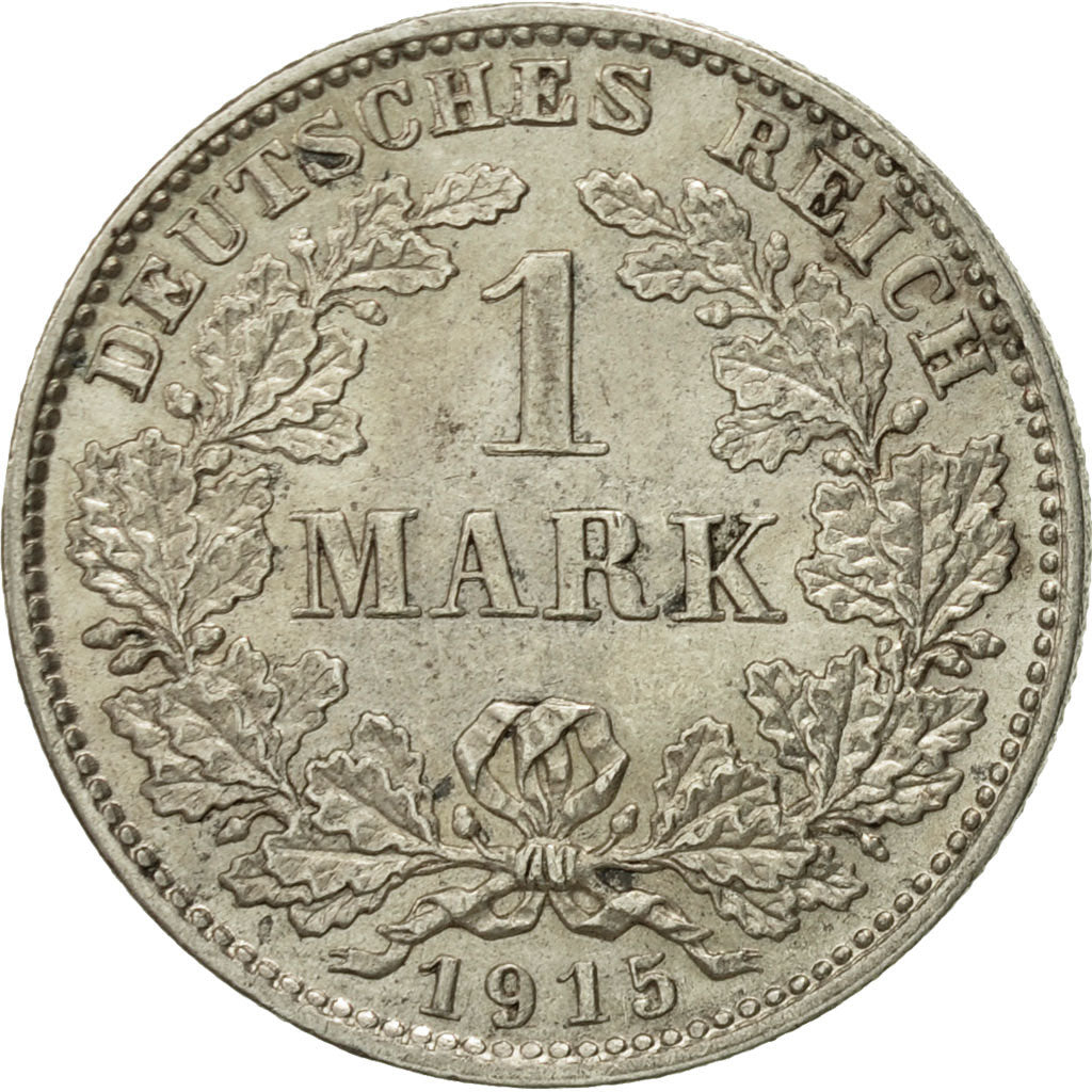 Coin, GERMANY - EMPIRE, Wilhelm II, Mark, 1915, Munich, AU(55-58), Silver, KM:14