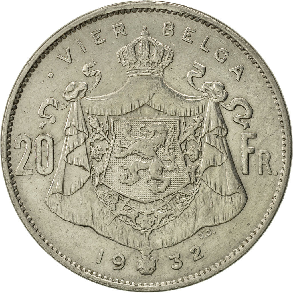 Monnaie, Belgique, 20 Francs, 20 Frank, 1932, TTB+, Nickel, KM:102