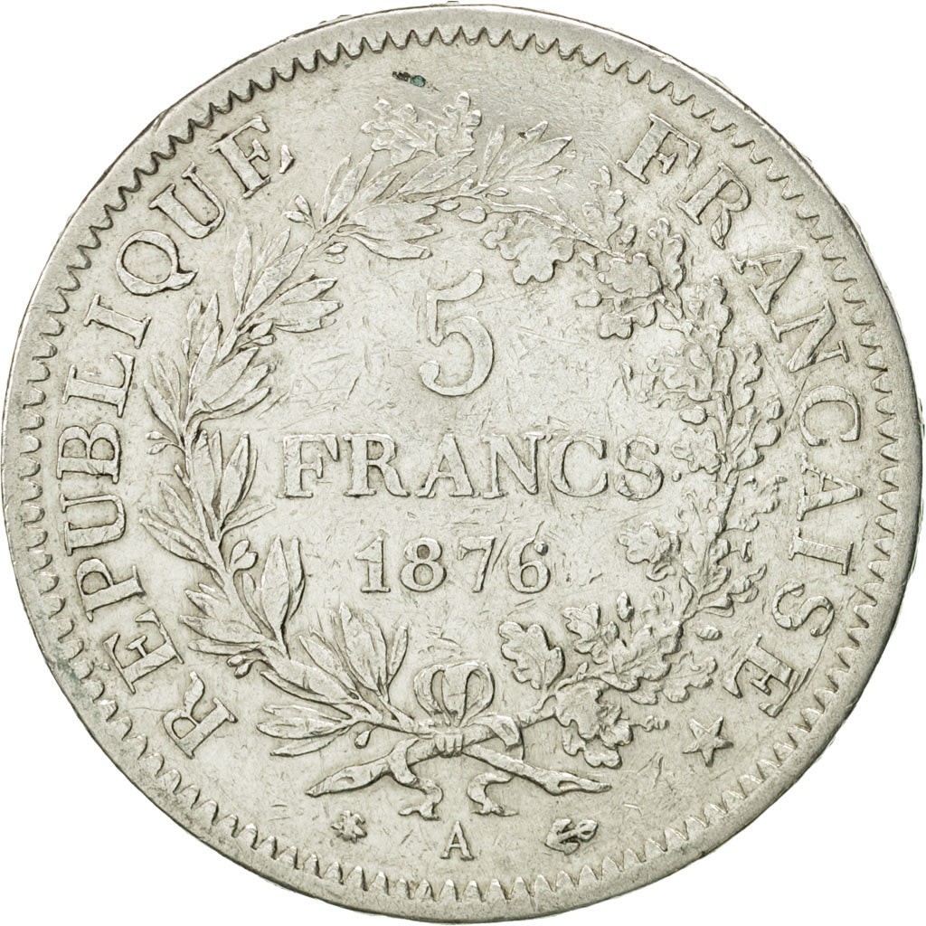 France, Hercule, 5 Francs, 1876, Paris, VF(30-35), Silver, KM:820.1