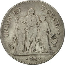 Munten, Frankrijk, Union et Force, 5 Francs, 1797, Bordeaux, FR+, Zilver