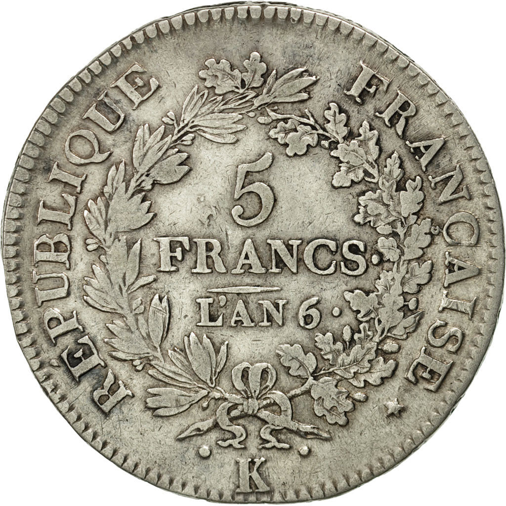 Coin, France, Union et Force, 5 Francs, 1797, Bordeaux, VF(30-35), Silver