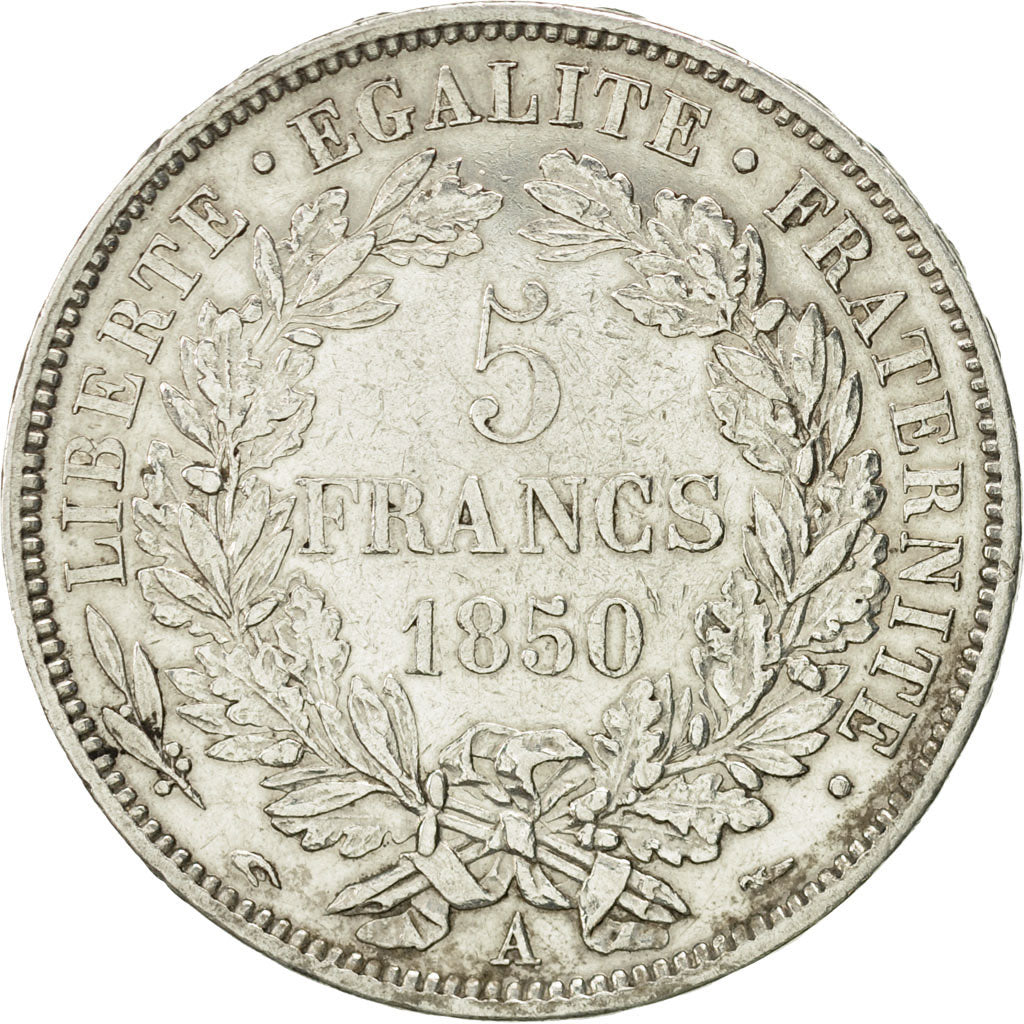 France, Cérès, 5 Francs, 1850, Paris, AU(50-53), Silver, KM:761.1, Gadoury:719