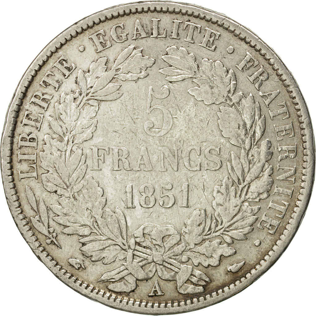 Coin, France, Cérès, 5 Francs, 1851, Paris, VF(30-35), Silver, KM:761.1