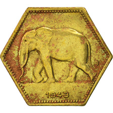 Belgian Congo, 2 Francs, 1943, Philadelphia, EF(40-45), Brass, KM:25