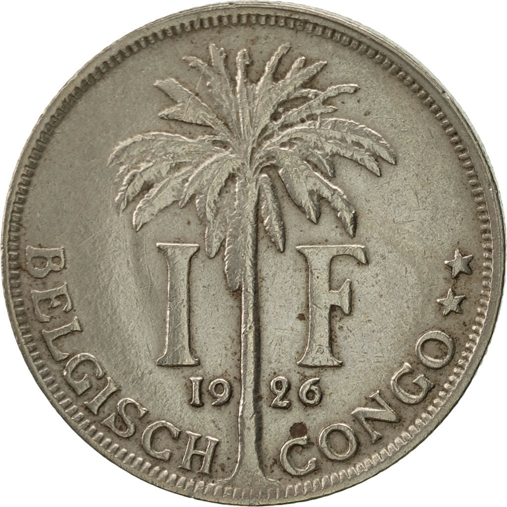 Congo belga, Franc, 1926, BB, Rame-nichel, KM:21