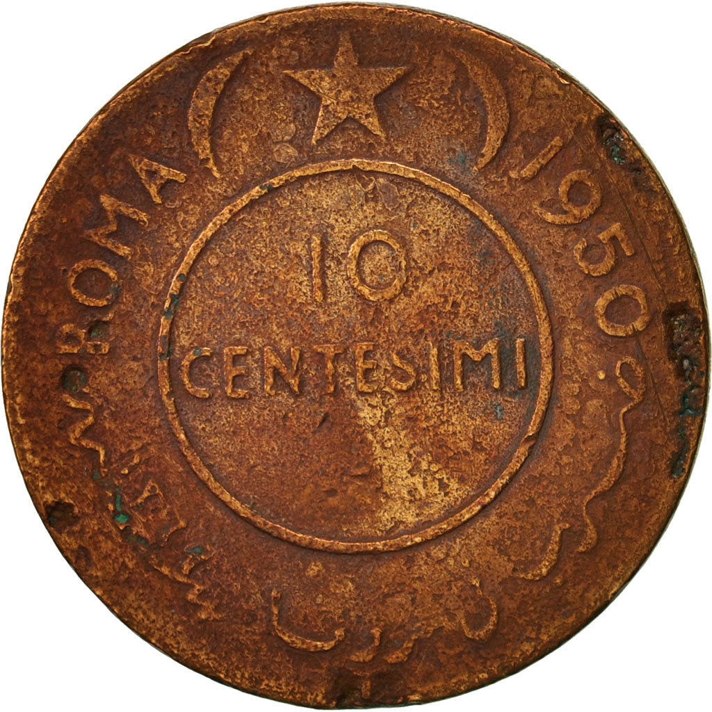 Somalia, 10 Centesimi, 1950, VF(20-25), Copper, KM:3