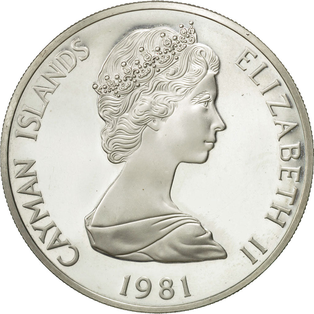 Coin, Cayman Islands, Elizabeth II, 5 Dollars, 1981, MS(63), Silver, KM:8