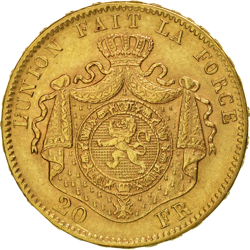 Moneda, Bélgica, Leopold II, 20 Francs, 20 Frank, 1876, MBC+, Oro, KM:37