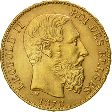 Moneda, Bélgica, Leopold II, 20 Francs, 20 Frank, 1878, MBC+, Oro, KM:37