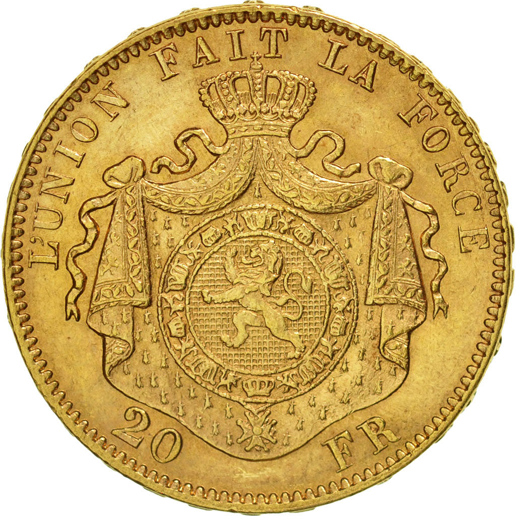 Moneda, Bélgica, Leopold II, 20 Francs, 20 Frank, 1878, MBC+, Oro, KM:37
