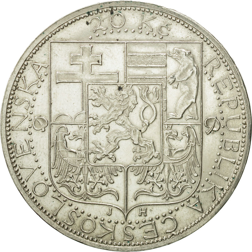 Coin, Czechoslovakia, 20 Korun, 1937, AU(50-53), Silver, KM:18