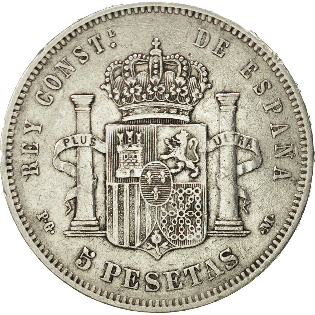 Spain, Alfonso XIII, 5 Pesetas, 1890, VF(30-35), Silver, KM:689