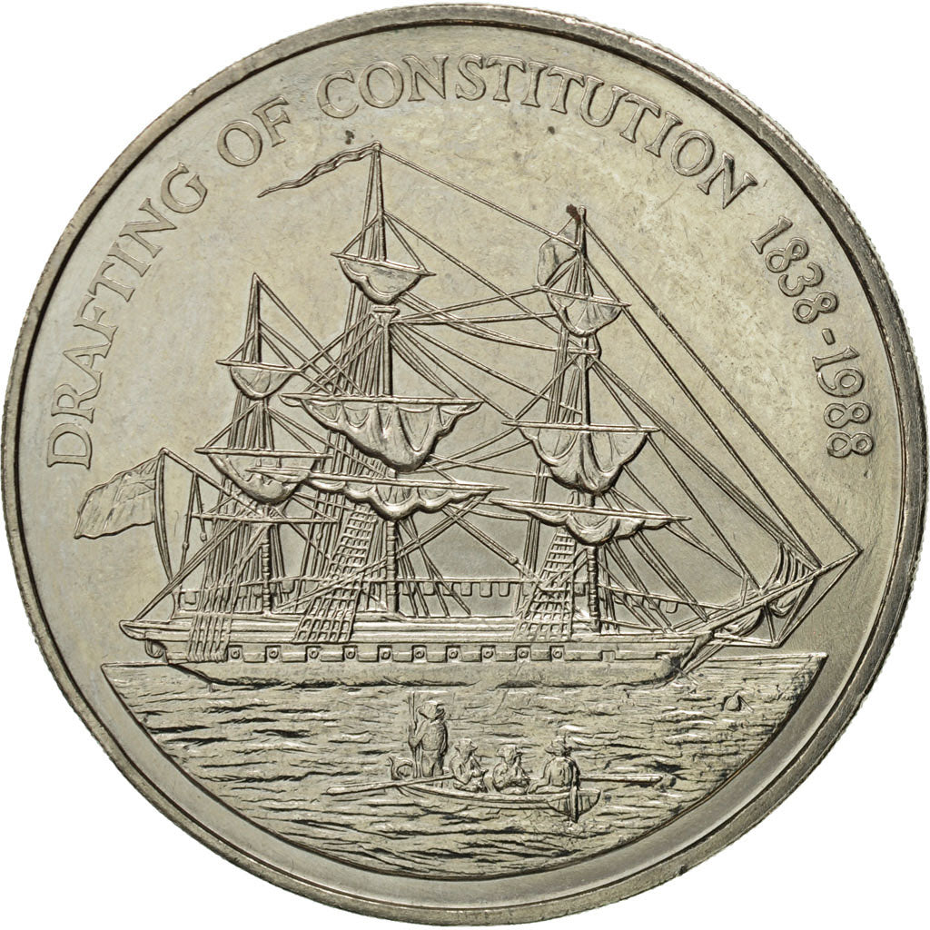 PITCAIRN ISLANDS, Elizabeth II, Dollar, 1988, AU(55-58), Copper-nickel, KM:3