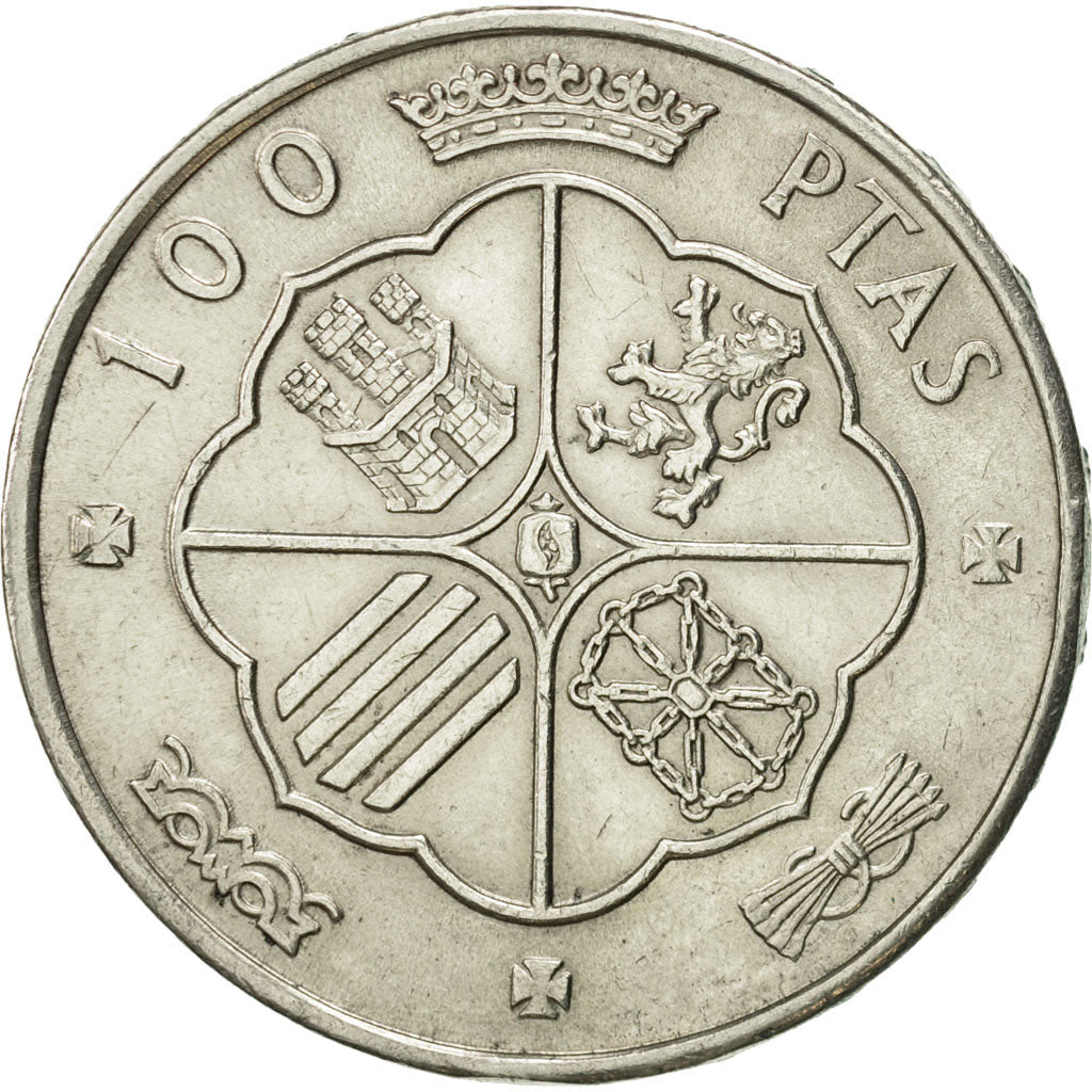 Coin, Spain, Caudillo and regent, 100 Pesetas, 1966 (68), AU(55-58), Silver