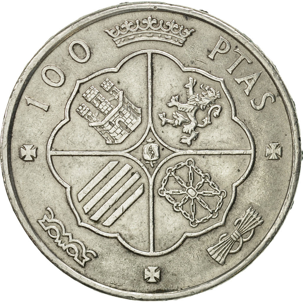 Coin, Spain, Caudillo and regent, 100 Pesetas, 1966 (67), AU(55-58), Silver