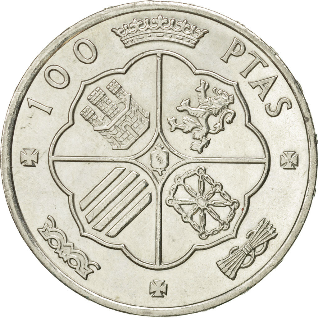 Coin, Spain, Caudillo and regent, 100 Pesetas, 1966, AU(55-58), Silver, KM:797