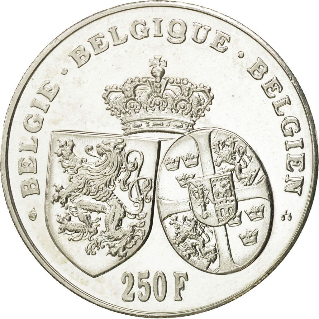 Belgium, 250 Francs, 250 Frank, 1995, Brussels, MS(63), Silver, KM:199