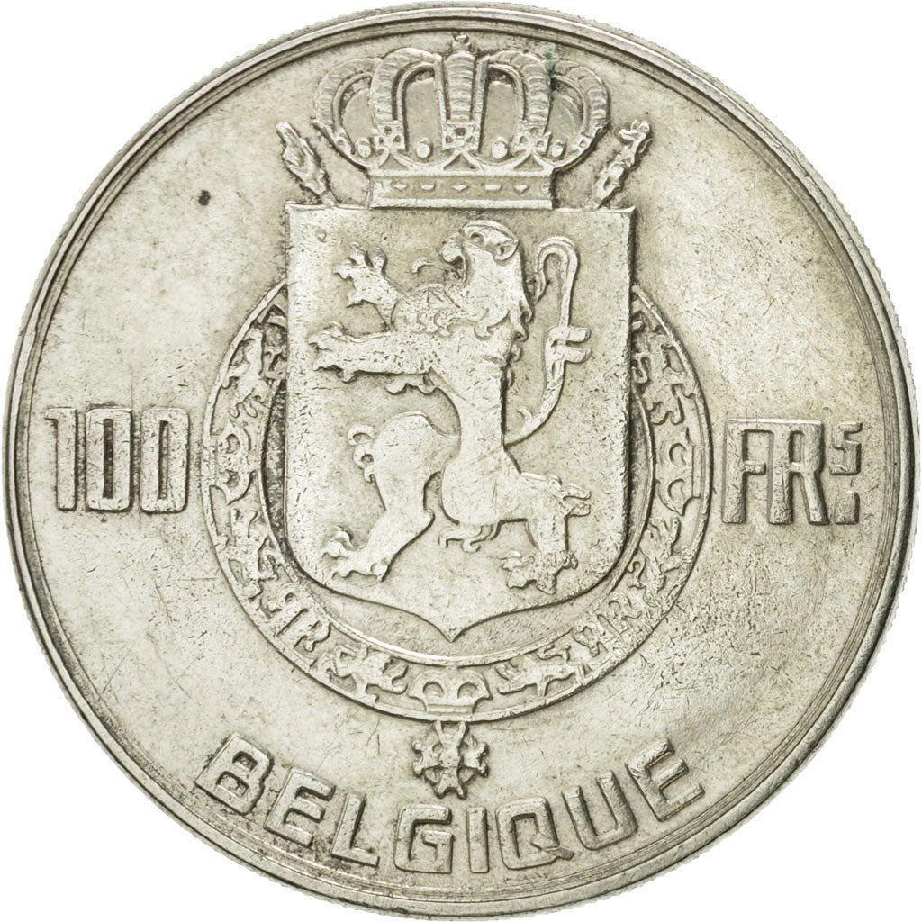 Belgium, 100 Francs, 100 Frank, 1950, EF(40-45), Silver, KM:138.1