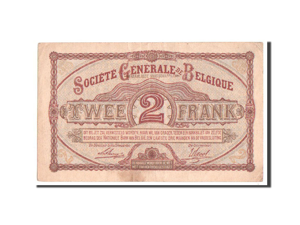 Banconote, Belgio, 2 Francs, 1916, BB