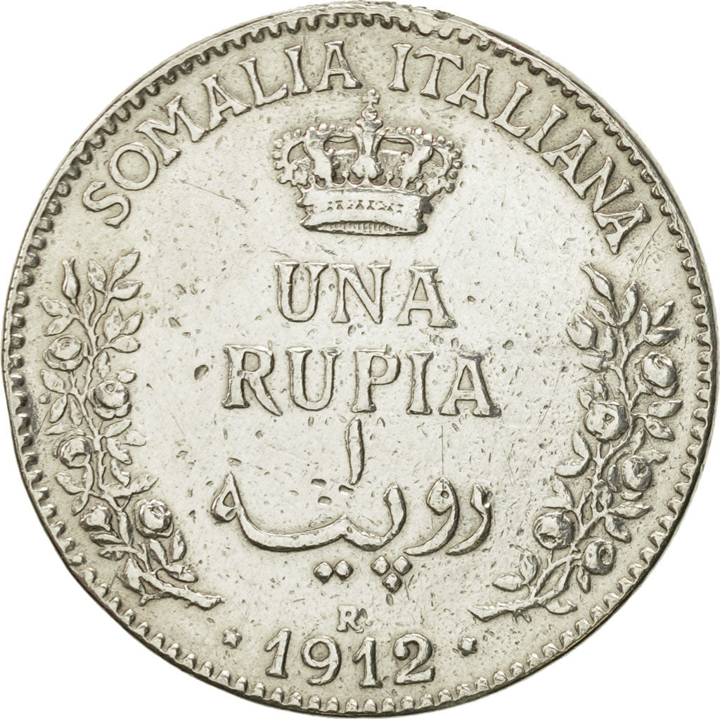 ITALIAN SOMALILAND,Vittorio Emanuele III,Rupia,1912,Rome,VF(30-35),Silver,KM 6