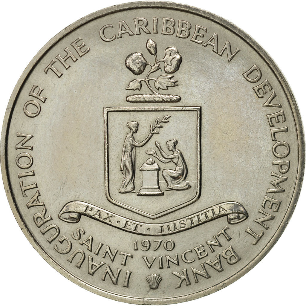 SAINT VINCENT, 4 Dollars, 1970, AU(55-58), Copper-nickel, KM:13