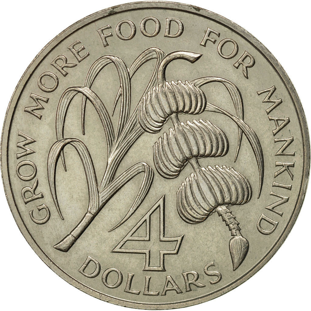 SAINT VINCENT, 4 Dollars, 1970, AU(55-58), Copper-nickel, KM:13