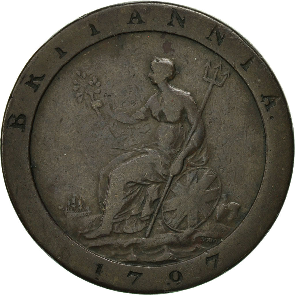 Great Britain, George III, Penny, 1797, VF(30-35), Copper, KM:618