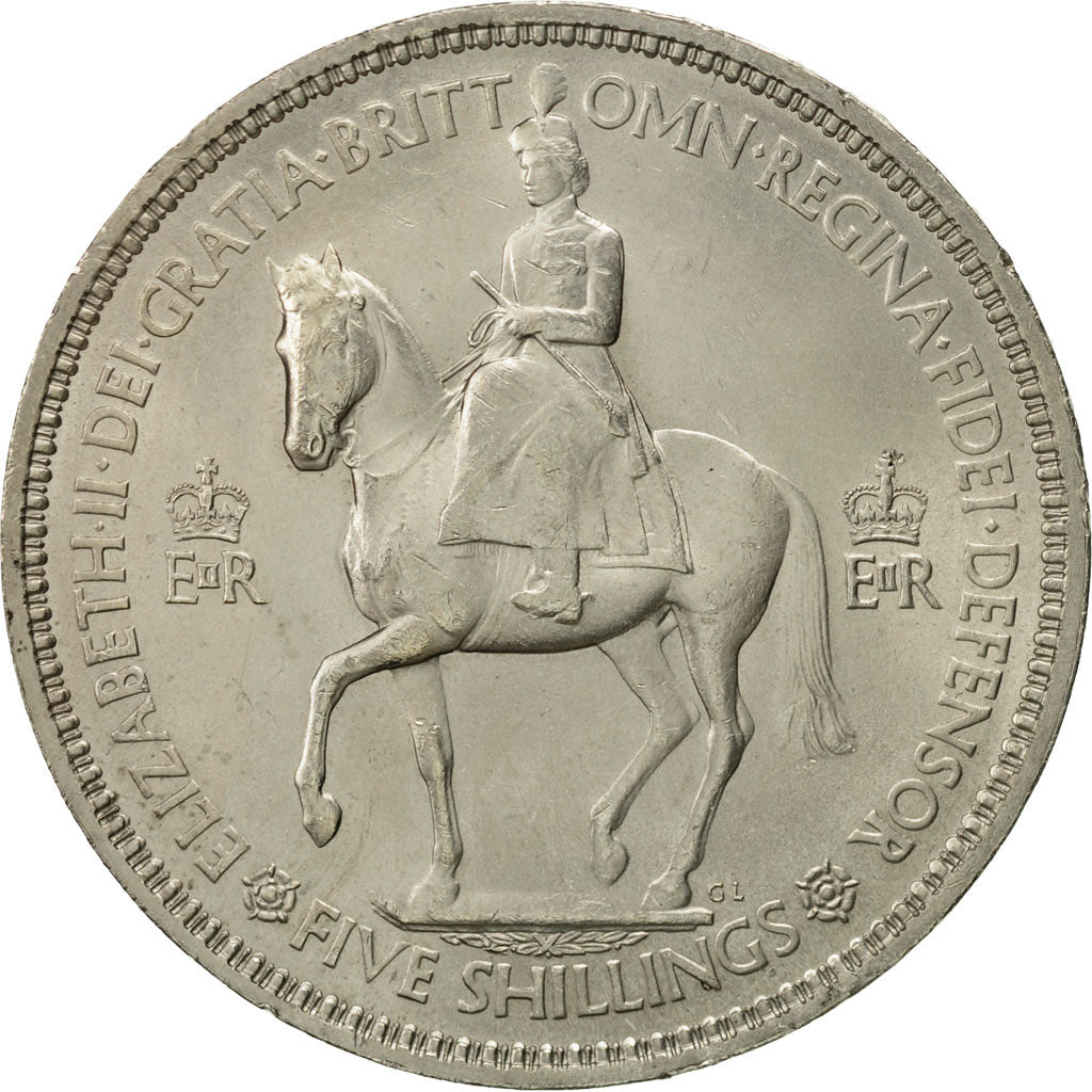 Münze, Großbritannien, Elizabeth II, Crown, 1953, VZ, Copper-nickel, KM:894