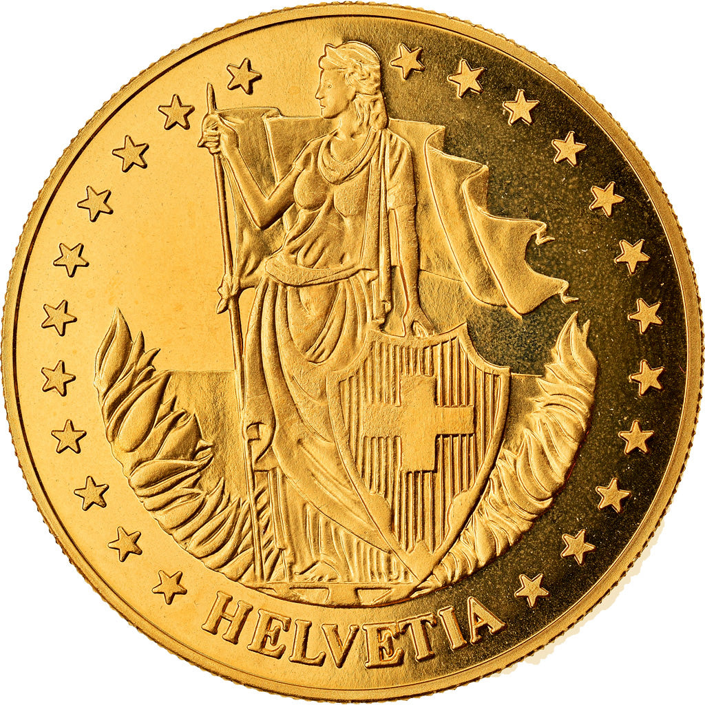 Switzerland, Medal, Herman Hesse, MS(64), Copper-Nickel Gilt
