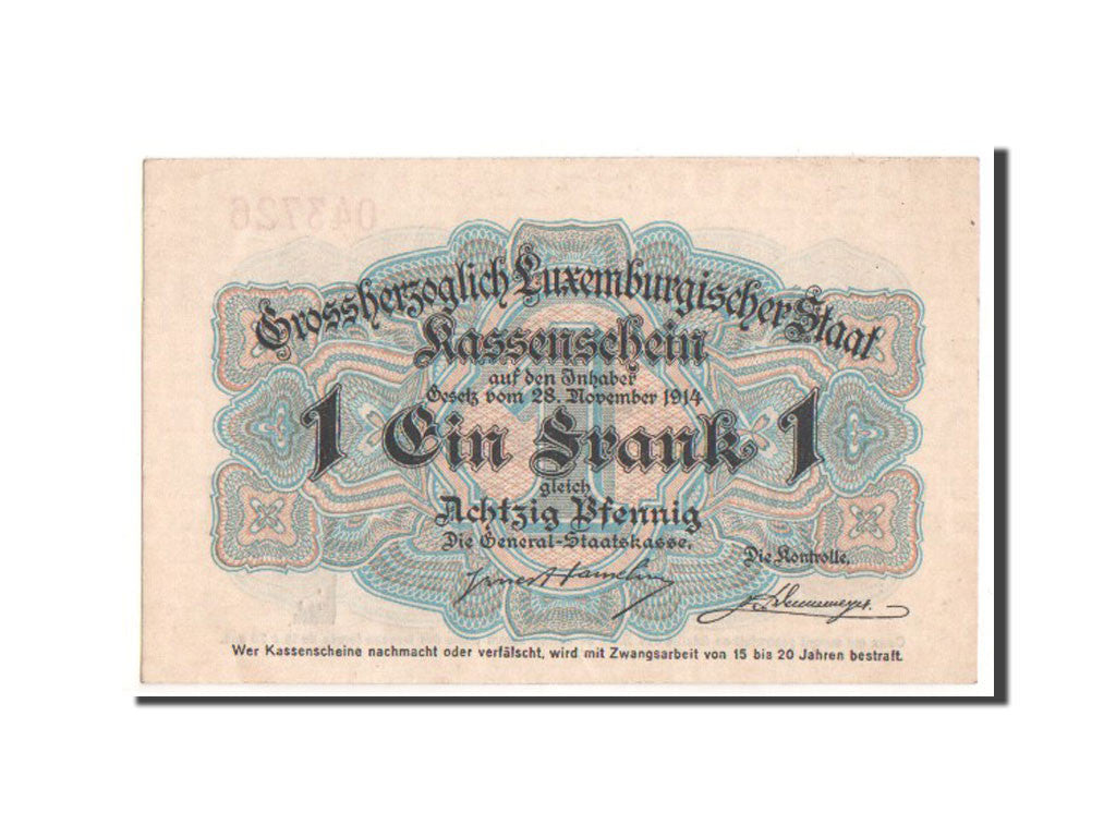 Luxembourg, 1 Franc 28.11.1914, Pick 27