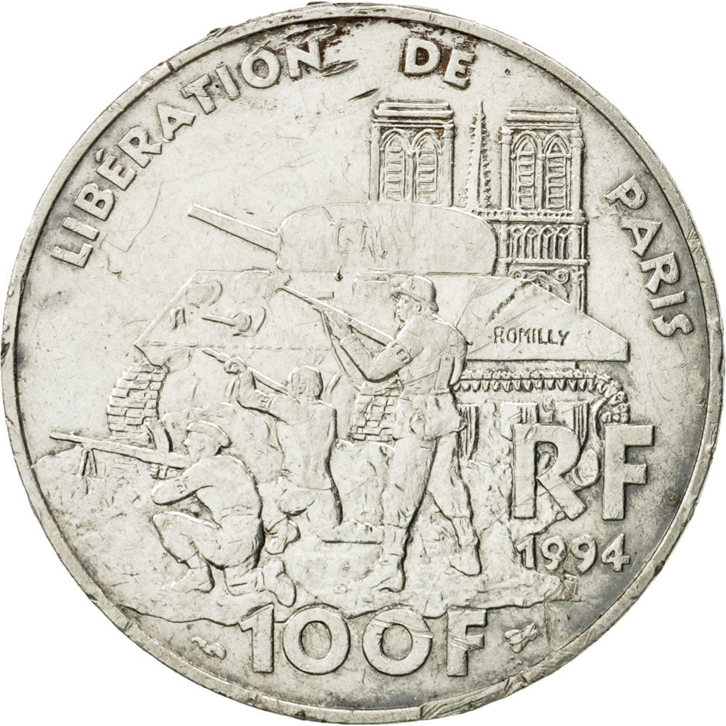 France, Libération de Paris, 100 Francs, 1994, VF(30-35), Silver, KM:1045.1