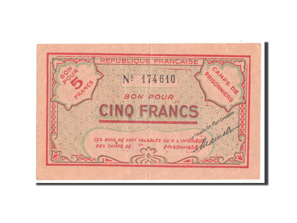 Banknot, Algieria, 5 Francs, 1943, AU(50-53)