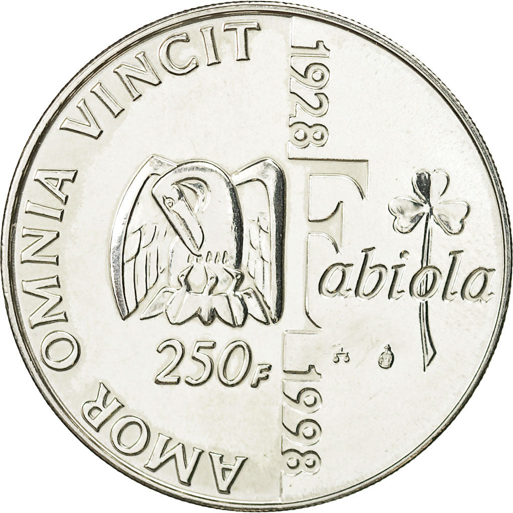 Belgium, 250 Francs, 250 Frank, 1998, MS(60-62), Silver, KM:208