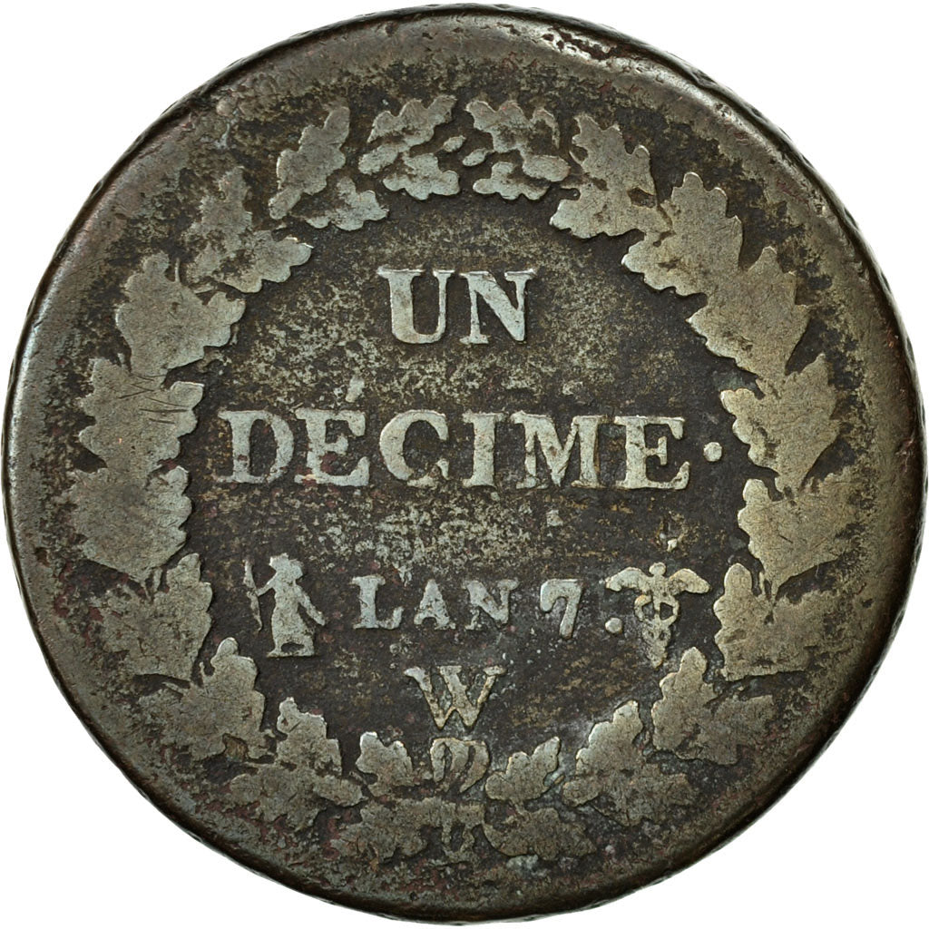 Coin, France, Dupré, Decime, 1798, Lille, VF(20-25), Bronze, KM:645.9