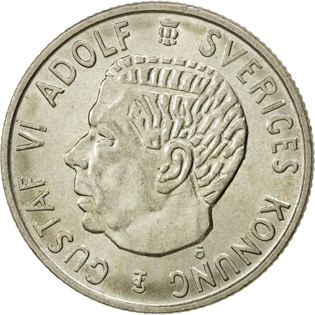 Coin, Sweden, Gustaf VI, 2 Kronor, 1955, MS(60-62), Silver, KM:827