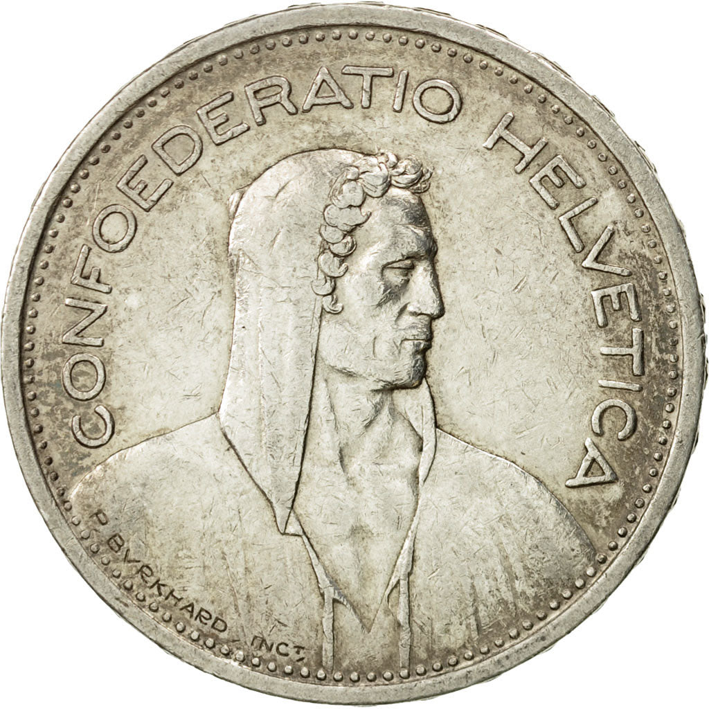 Coin, Switzerland, 5 Francs, 1954, Bern, EF(40-45), Silver, KM:40