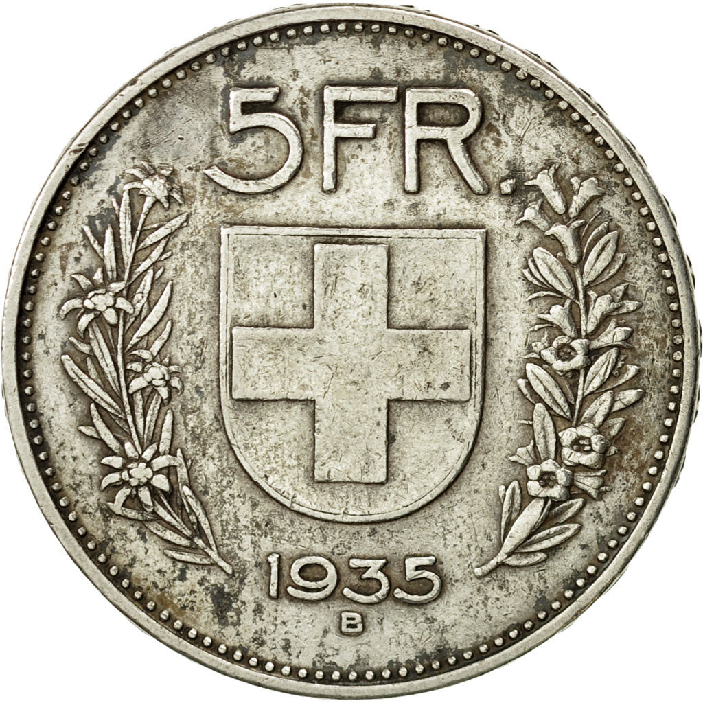 Coin, Switzerland, 5 Francs, 1935, Bern, EF(40-45), Silver, KM:40
