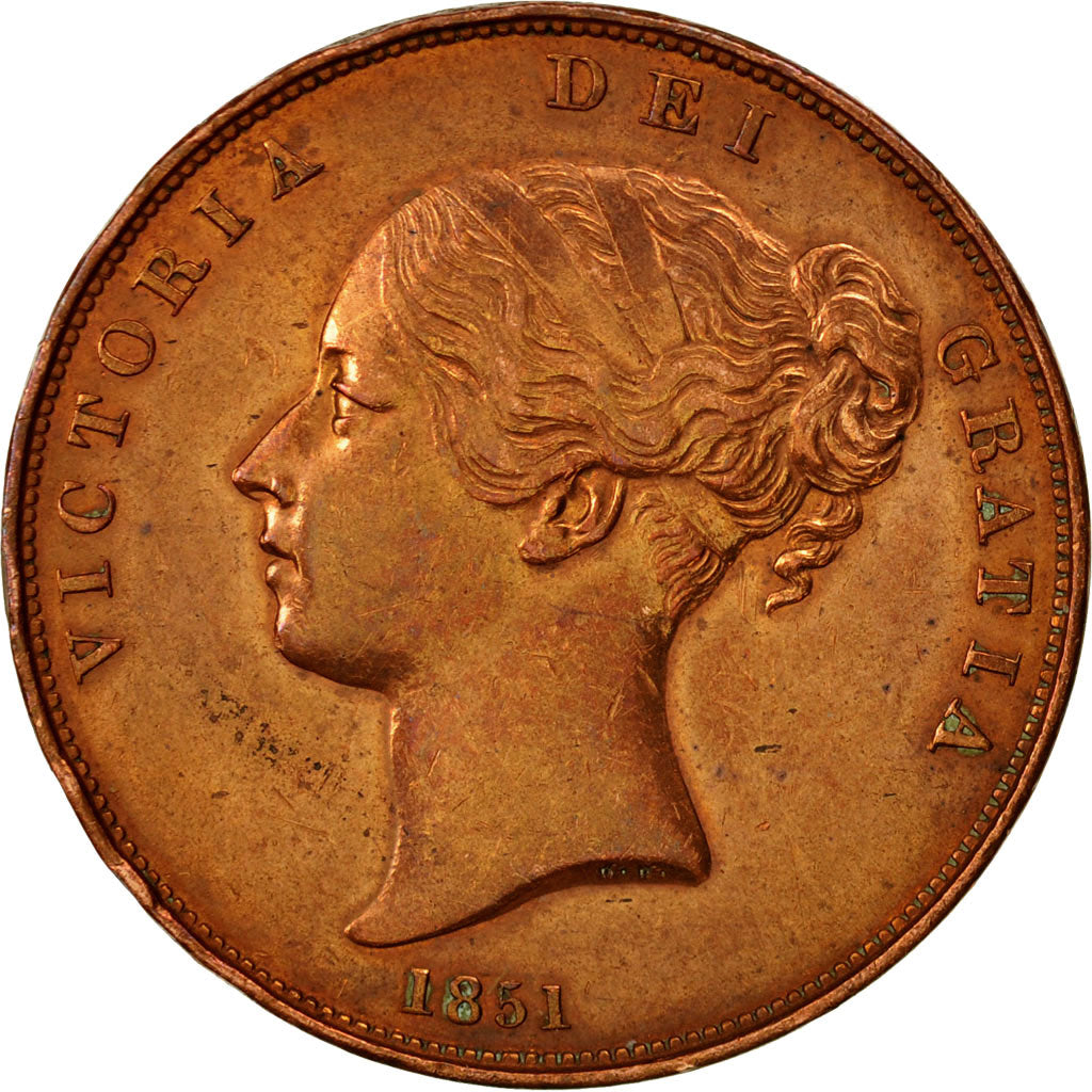 Great Britain, Victoria, Penny, 1851, AU(50-53), Copper, KM:739