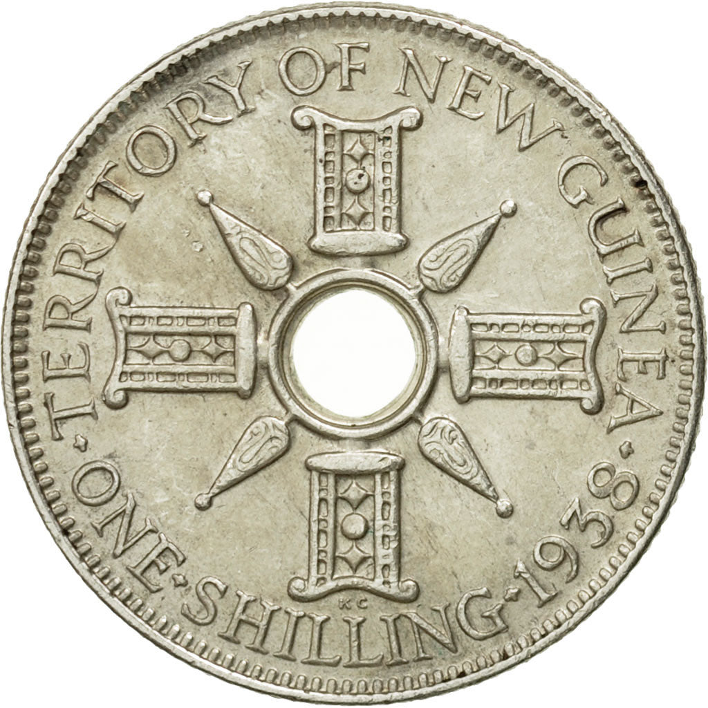 NEW GUINEA, Shilling, 1938, AU(55-58), Silver, KM:8