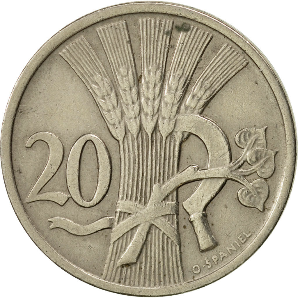Coin, Czechoslovakia, 20 Haleru, 1921, AU(50-53), Copper-nickel, KM:1