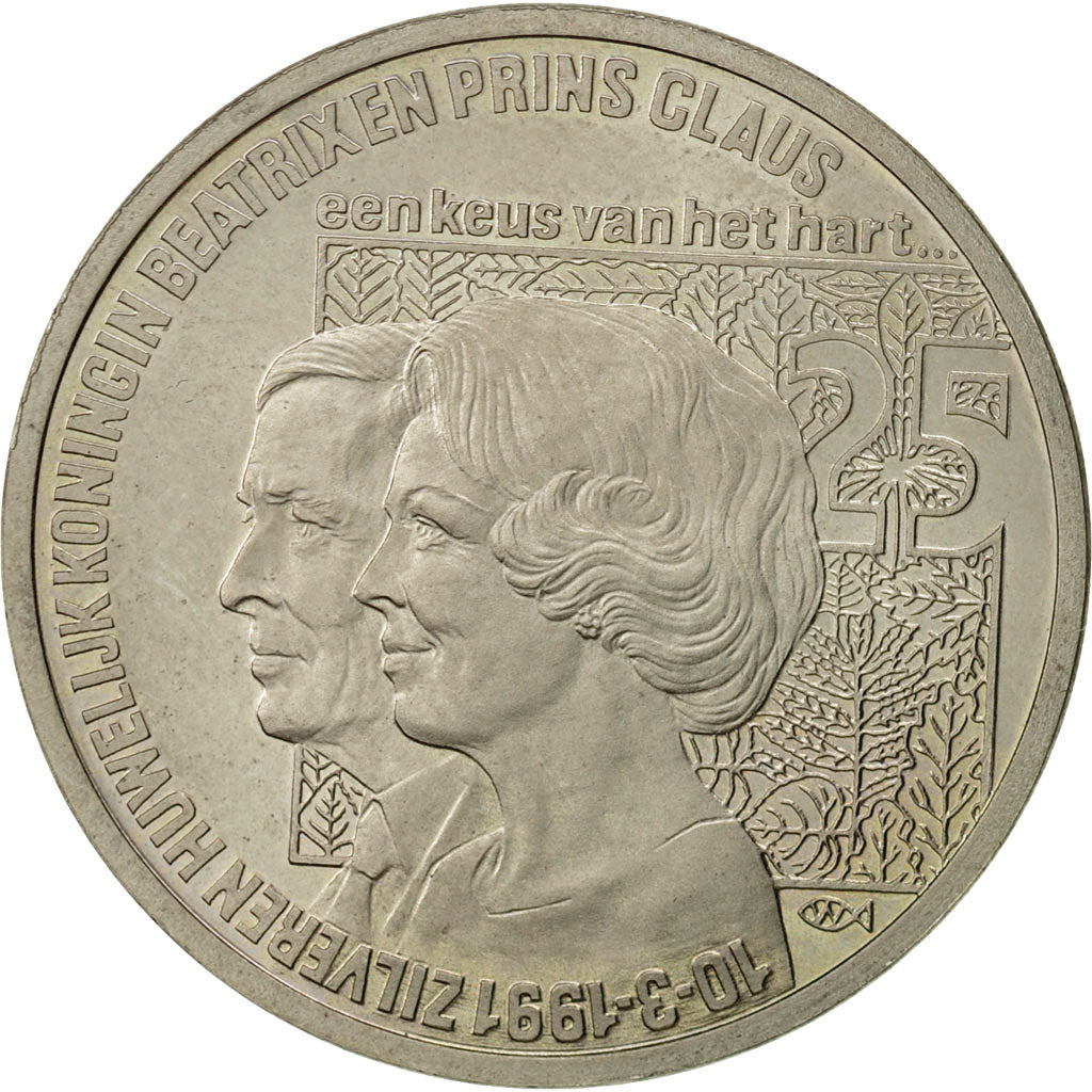 Coin, Netherlands, Beatrix, 2-1/2 ECU, 1991, Utrecht, AU(55-58), Copper-nickel