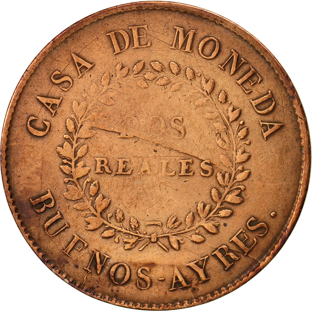 Argentina, BUENOS AIRES, 2 Réales, 1840, Buenos Aires, VF(20-25), Copper, KM:8