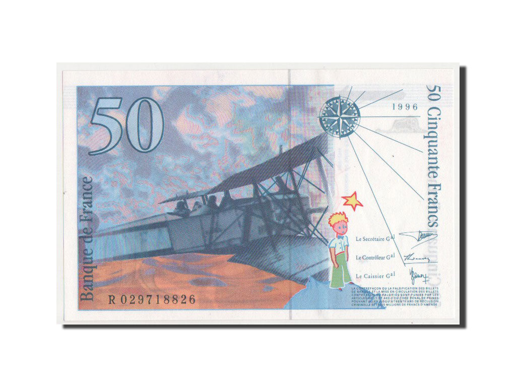 France, 50 Francs, 50 F 1992-1999 ''St Exupéry'', 1996, KM #157Ac, UNC(65-70), R
