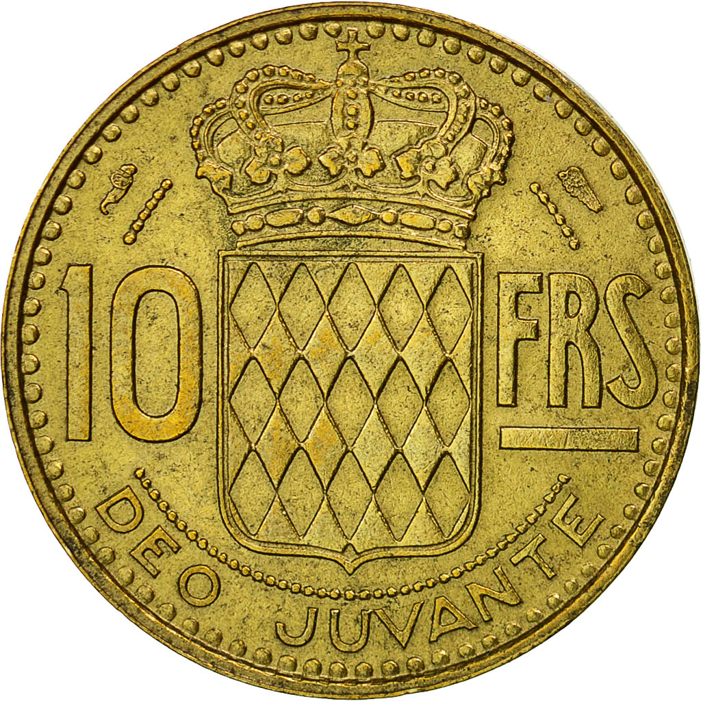 Moneta, Monaco, Rainier III, 10 Francs, 1951, AU(50-53), Aluminium-Brąz