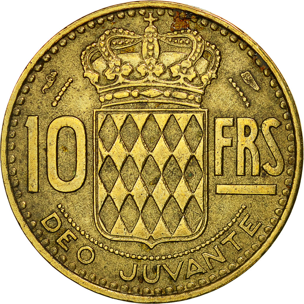 Coin, Monaco, Rainier III, 10 Francs, 1950, EF(40-45), Aluminum-Bronze, KM:130