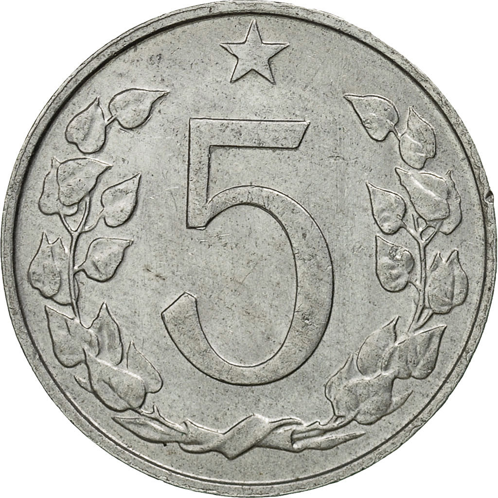 Coin, Czechoslovakia, 5 Haleru, 1967, AU(50-53), Aluminum, KM:53
