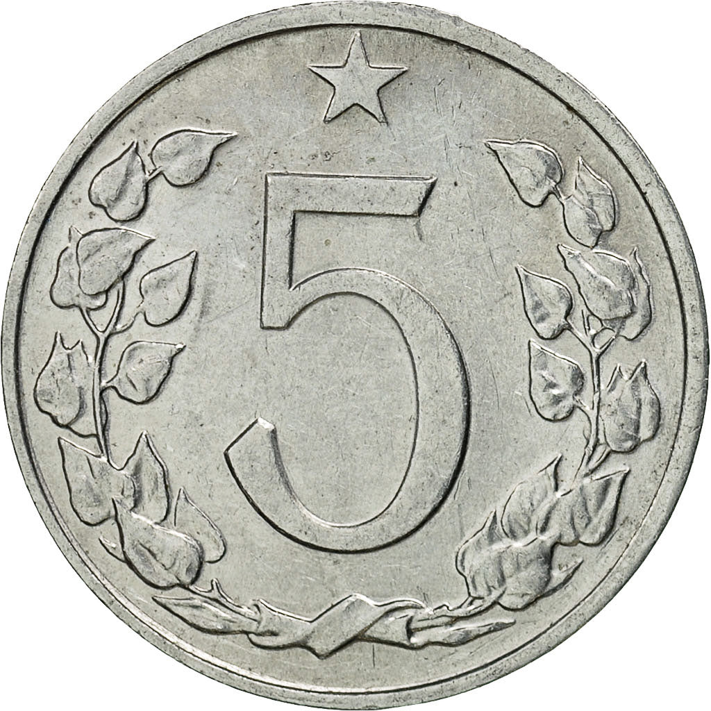 Czechoslovakia, 5 Haleru, 1976, AU(50-53), Aluminum, KM:53